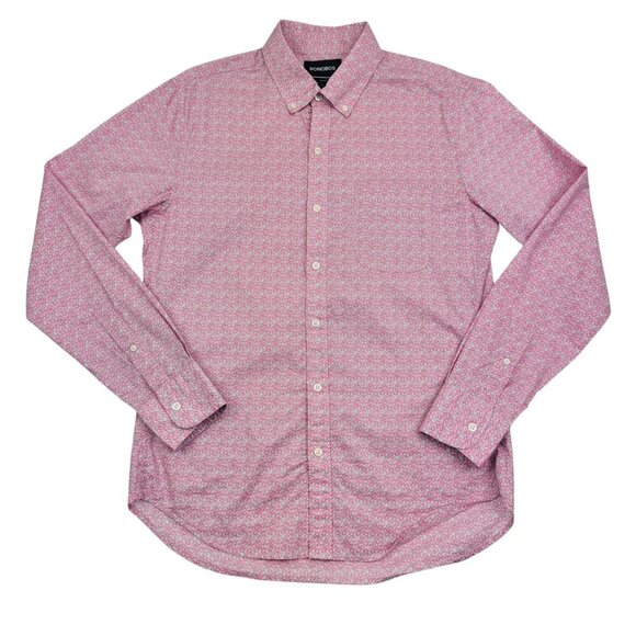 Bonobos Pink Floral Slim Fit Cotton Long Sleeve Button-Down Shirt Men's Medium - Picture 1 of 5
